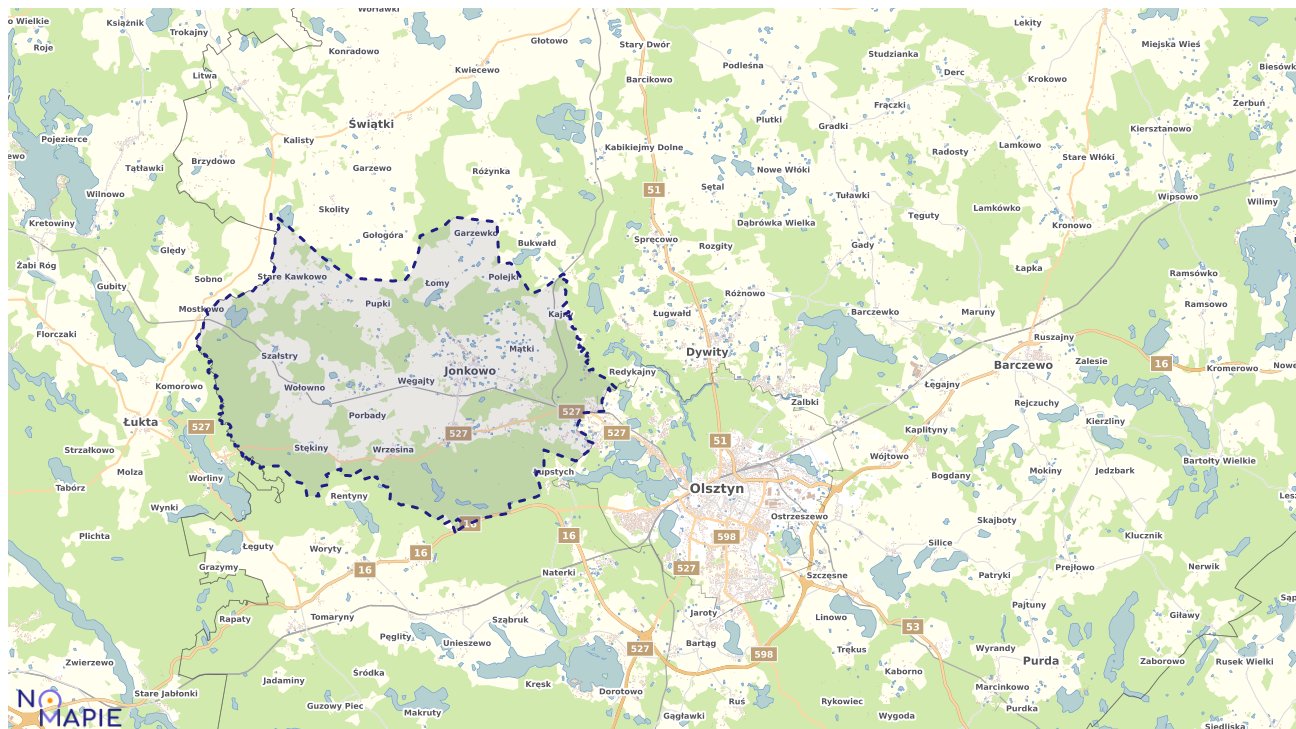 Mapa obszarów ochrony przyrody Jonkowa